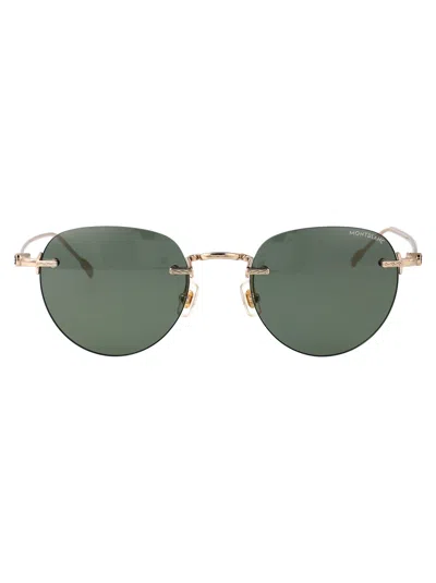 Montblanc Gold Acetate Sunglasses In Green