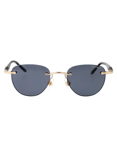 Montblanc Gold-black-grey Metal Sunglasses