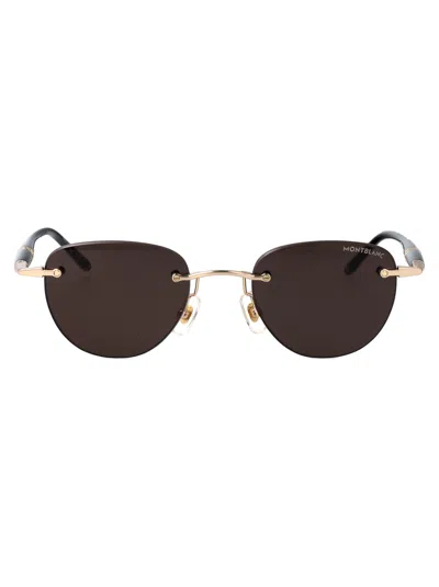 Montblanc Gold-black-grey Metal Sunglasses