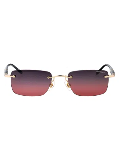 Montblanc Gold-black-grey Metal Sunglasses