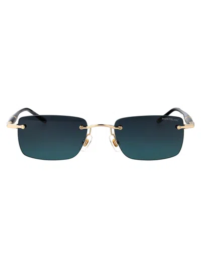 Montblanc Gold-black-grey Metal Sunglasses