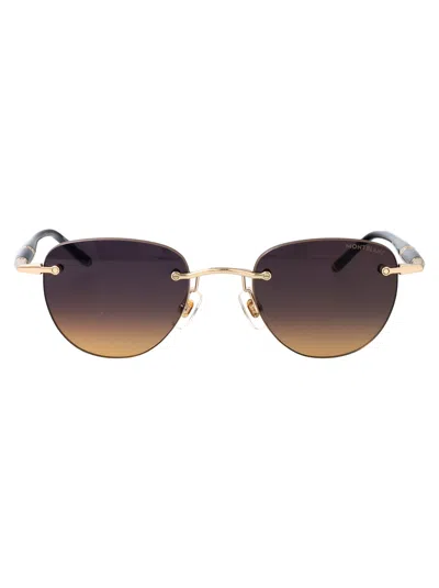 Montblanc Gold-black-orange Metal Sunglasses