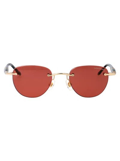 Montblanc Gold-black-orange Metal Sunglasses In Metallic