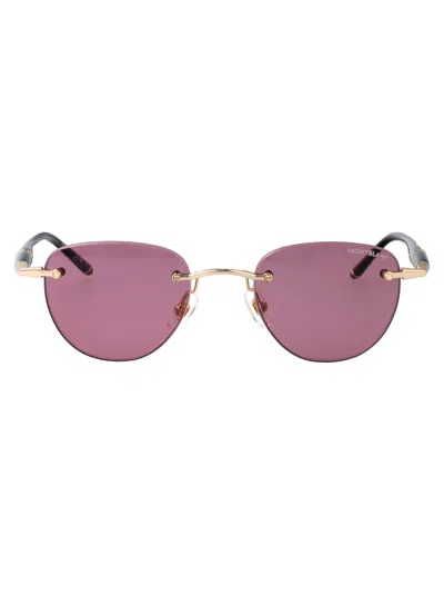 Montblanc Gold-black-violet Metal Sunglasses