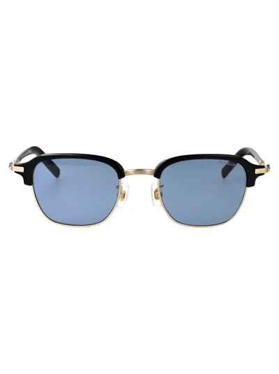 Montblanc Gold-gold-blue Metal Sunglasses
