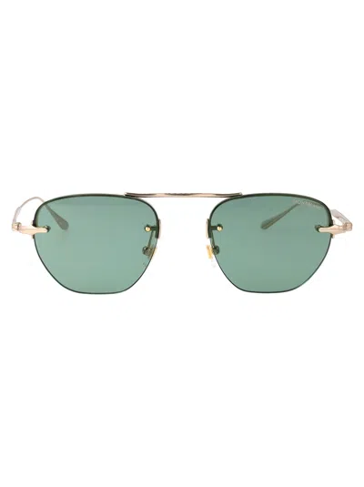 Montblanc Gold-gold-green Metal Sunglasses