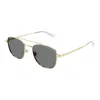 Montblanc Gold-gold-grey Metal Sunglasses In Gold