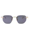 Montblanc Gold-gold-grey Metal Sunglasses In Blue