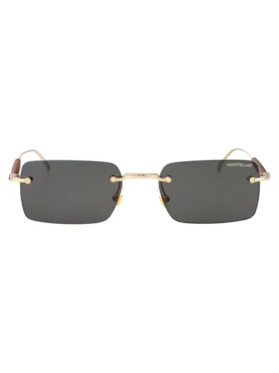 Montblanc Gold-gold-grey Metal Sunglasses