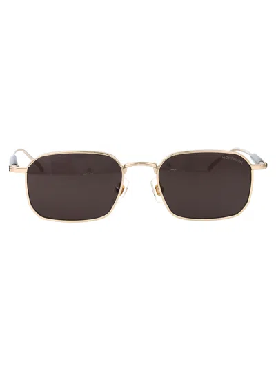Montblanc Gold-gold-grey Metal Sunglasses