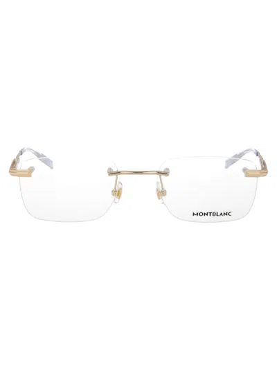 Montblanc Gold Gold Transparent Acetate Glasses In Gray