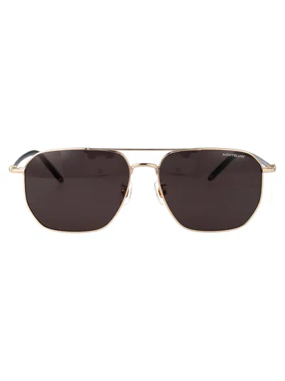 Montblanc Gold Injectate Sunglasses In Metallic