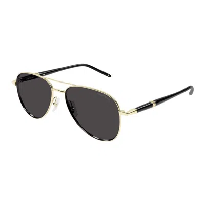 Montblanc Gold Metal Sunglasses In Brown