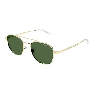 Montblanc Gold Metal Sunglasses In Green