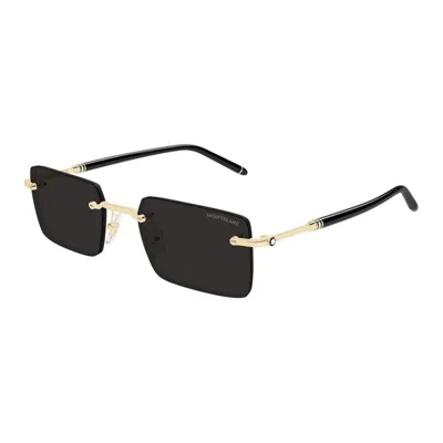 Montblanc Gold-black-grey Metal Sunglasses