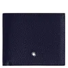 Montblanc Grain Leather 8cc Wallet In Blue