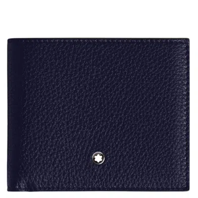 Montblanc Grain Leather 8cc Wallet In Blue