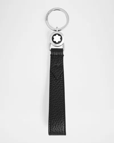 Montblanc Grain Leather Loop Keychain In Black