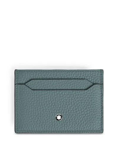 Montblanc Grained Leather Card Case In Blue