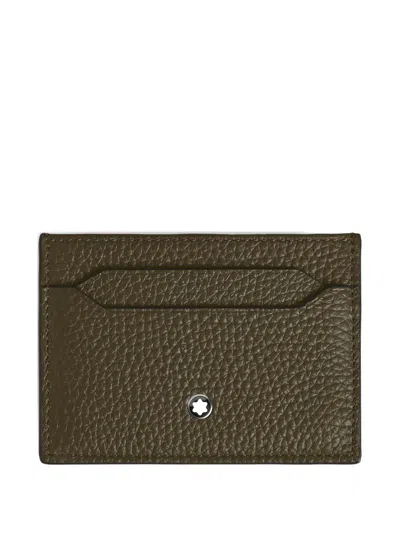 Montblanc Grained Leather Card Holder In Green