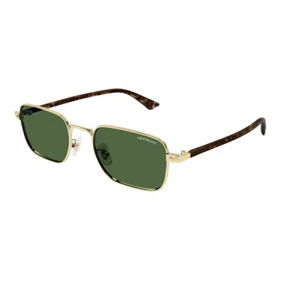 Montblanc Green Metal Sunglasses In Gold