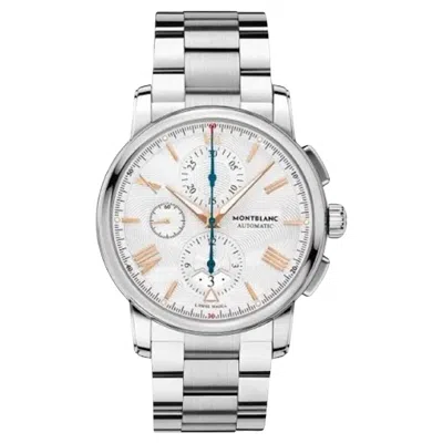 Pre-owned Montblanc Grey 18k Rose Gold Stainless Steel Timewalker With Box And Papers In Red