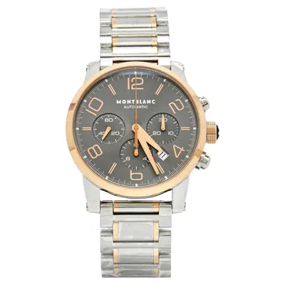 Pre-owned Montblanc Grey 18k Rose Gold Stainless Steel Timewalker With Box And Papers In Red