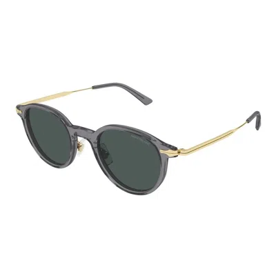 Montblanc Grey-gold-green Metal Sunglasses In Gray