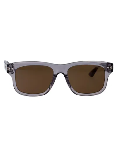 Montblanc Grey Grey Brown Acetate Sunglasses In Gray
