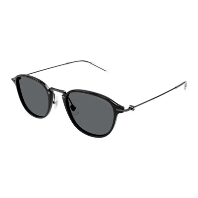 Montblanc Black-ruthenium-grey Metal Sunglasses