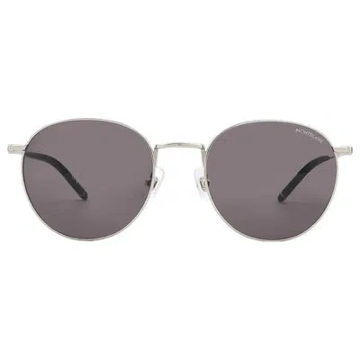 Pre-owned Montblanc Grey Oval Men's Sunglasses Mb0343sa 001 55 Mb0343sa 001 55 In Gray