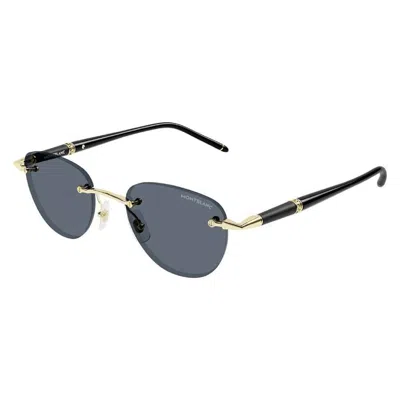 Montblanc Grey Oval Men's Sunglasses Mb0412s 001 48 In Black