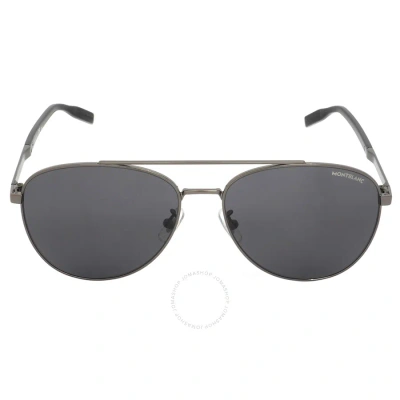 Montblanc Grey Pilot Men's Sunglasses Mb0081sk 001 61 In Gray