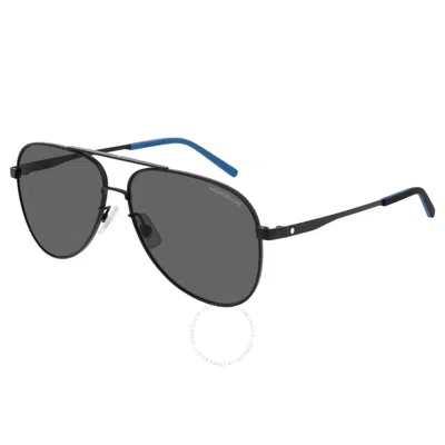 Montblanc Grey Pilot Men's Sunglasses Mb0103s 005 59 In Gray