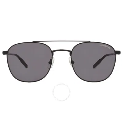 Montblanc Grey Pilot Men's Sunglasses Mb0114s 001 54 In Black / Grey