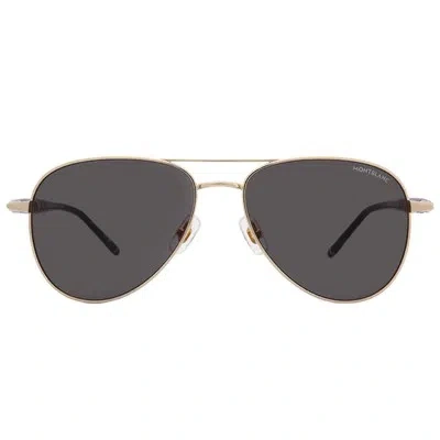 Pre-owned Montblanc Grey Pilot Men's Sunglasses Mb0345s 001 57 Mb0345s 001 57 In Gray