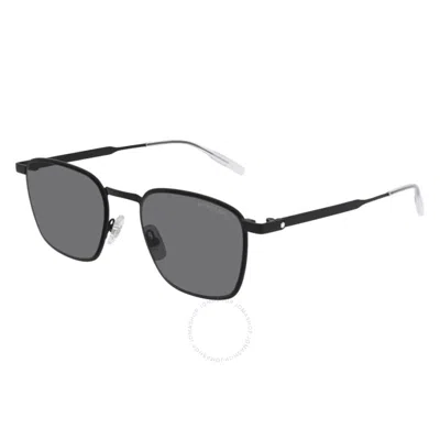 Montblanc Grey Rectangular Men's Sunglasses Mb0145s 001 51 In Black