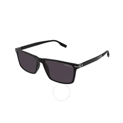 Montblanc Grey Rectangular Men's Sunglasses Mb0249s 001 59 In Black