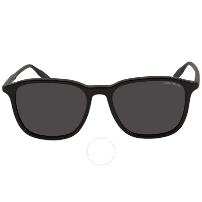 Montblanc Grey Square Men's Sunglasses Mb0082s 001 53 In Black / Grey