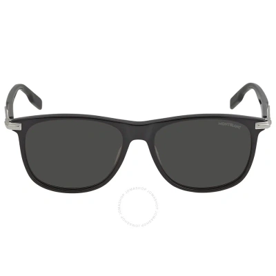 Montblanc Grey Square Men's Sunglasses Mb0216s 001 56 In Black / Grey