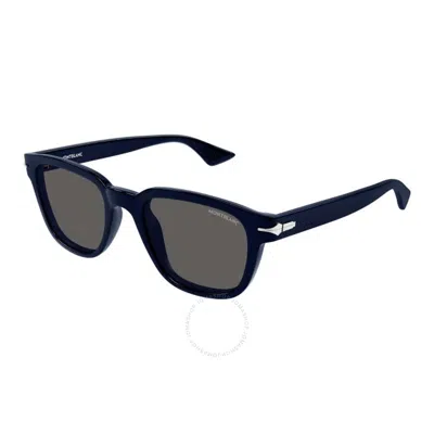 Montblanc Grey Square Men's Sunglasses Mb0302s 004 51 In Black