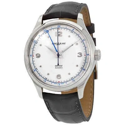 Pre-owned Montblanc Heritage Gmt Automatic Silvery White Dial Watch 119948