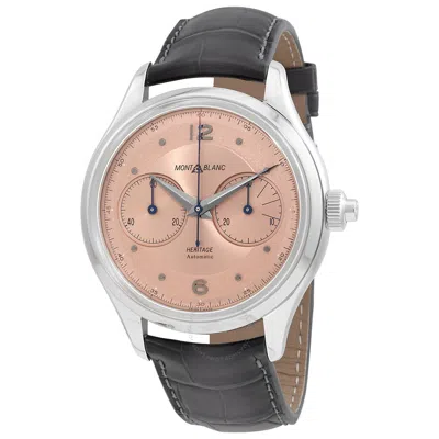 Montblanc Heritage Monopusher Chronograph Automatic Salmon Dial Men's Watch 126078 In Gray