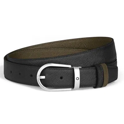 Montblanc Horseshoe 30 Mm Reversible Belt In Sartorial Leather In Multi