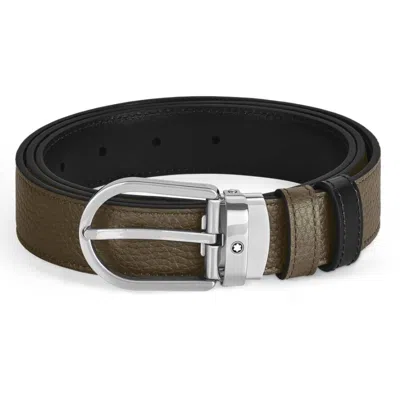 Montblanc Horseshoe 30mm Reversible Leather Belt In Brown