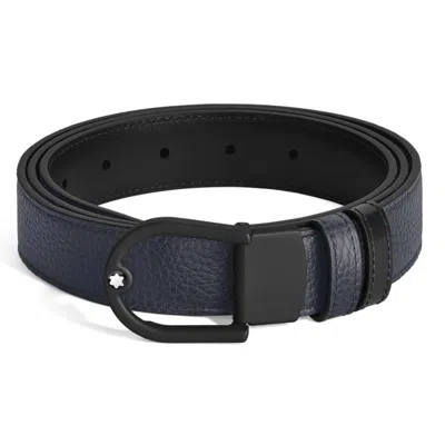 Montblanc Horseshoe 30mm Reversible Leather Belt In Blue