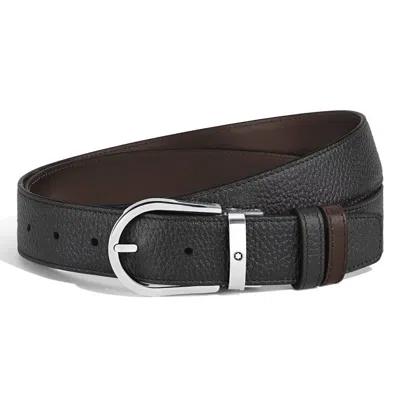Montblanc Horseshoe 35mm Reversible Leather Belt In Black