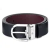 Montblanc Horseshoe Buckle 35 Reversible Leather Belt In Black