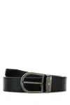 Montblanc Leather Belt With Adjustable Length And Textured Design