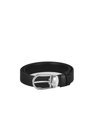 Montblanc Reversible Horseshoe Buckle Leather Belt In Black And Blue